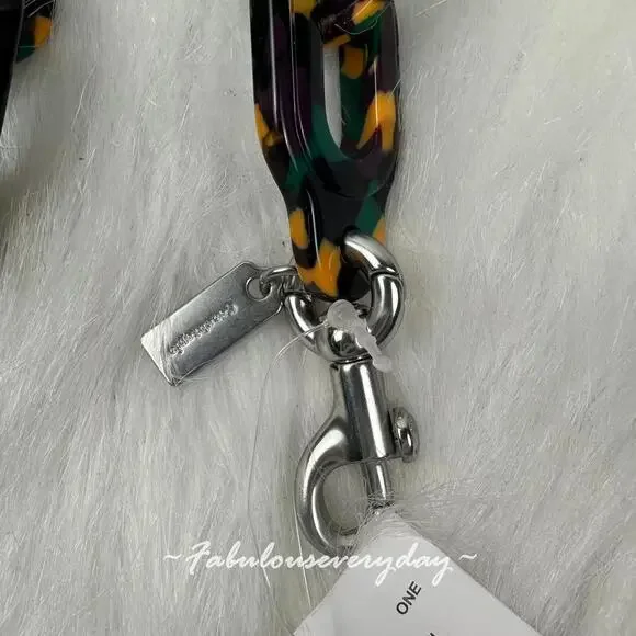 Coach COACHTOPIA Short Chain Strap In Recycled Resin Black/Green Multi Ck544 NWT - Picture 6 of 6